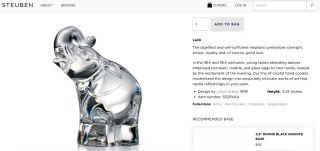 Steuben Glass Elephant Figurine Paperweight Hand Cooler 5