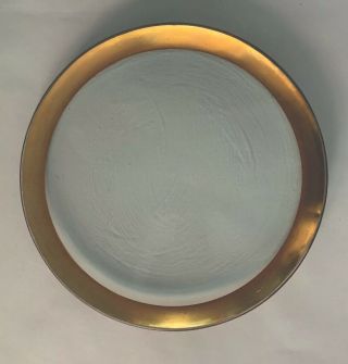 Annieglass 12 " Handcrafted Roman Antique Gold Buffet Plate / Platter Pre - Owned