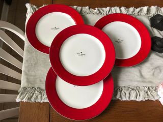 Kate Spade York 4 Rutherford Circle Red 11.  5 In Dinner Plates