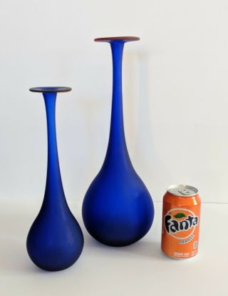 Vintage Pair Carl Moretti Murano Satinato Vases