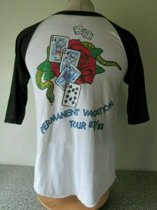 Vintage Aerosmith Raglan Concert T - shirt Permanent Vacation World tour 1987 Sz L 4