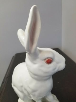 HEREND Hand Painted Large White Bunny Rabbit Figurine.  11,  