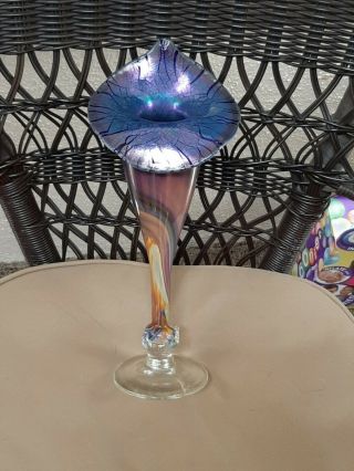Vintage Blown Glass Jack In The Pulpit Style Vase By John Barber