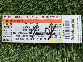 James Taylor In Concert Full Autographed Ticket,  The Louisville Palace Jsa