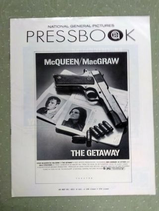 The Getaway Vintage Pressbook & 3 Supplement Pages 1972 No Cuts Steve Mcqueen