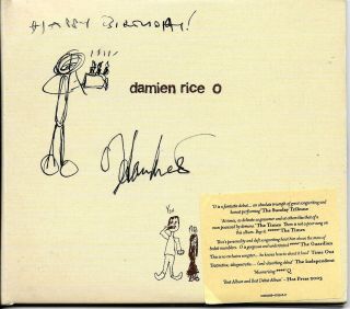 Damien Damian Rice O Hand Signed Album Autographed Cd Sketch Drawing