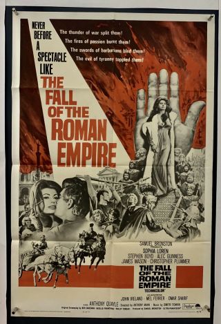 Fall Of Roman Empire Movie Poster (fine -) One Sheet ‘64 Folded Sophia Loren 4339