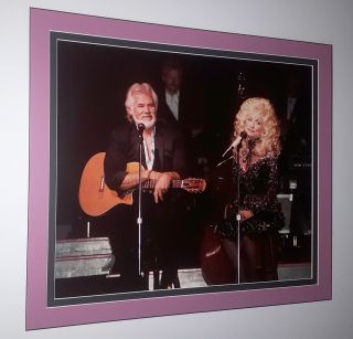 Dolly Parton & Kenny Rogers Color Photograph Big 16x20 Concert Photo Matted