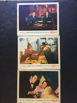 The Wrong Man ‘57 Alfred Hitchcock Henry Fonda Vera Miles Three Lobby Cards