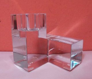 Baccarat Modern Cube Modernist Squared Candlestick Candle Holder Perfect France