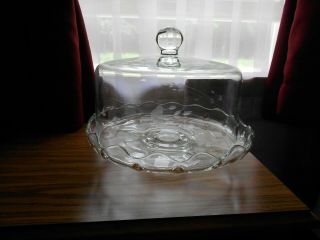 Princess House 11” Crystal Glass Heritage Pedestal Cake Stand Plate W/dome Lid