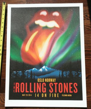Rolling Stones 14 On Fire Tour 2014 Oslo Norway 172/500 Lithograph Poster