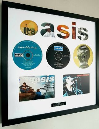Oasis Definitely Maybe Live Forever Cds Liam Gallagher Knebworth Framed