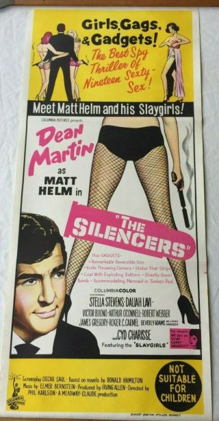 Old Vintage Daybill Movie Film Poster Australian The Silencers Dean Martin 11