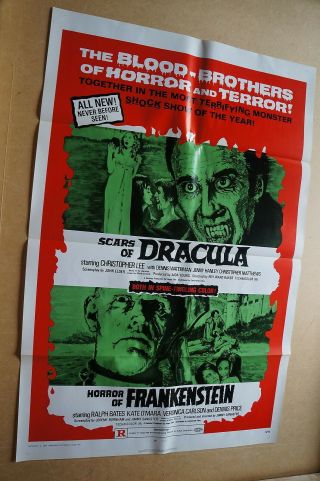 Scars Of Dracula / Horror Of Frankenstein Double Bill Horror One Sheet 1971
