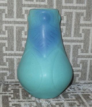 ☆ Flawless Van Briggle Art Pottery Vase 3 Peacock Feathers 1930 