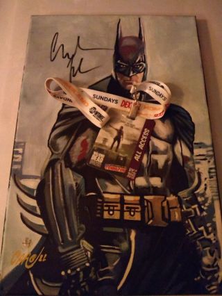 CHRISTAIN BALE SIGNED PAINTING COMES W/ MY NY COMIC CON ALL ACCESS PASS 3