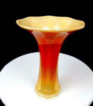 Imperial Glass Lead Lustre Orange Marigold Scalloped 9 " Vase 1900 