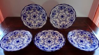 Antique Blue Flow Wharf Pottery Conway Pattern Plates 9 " Fluted