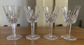 Set Of 4 Waterford Crystal Lismore White Wine Glasses 5 3/4 " Tall - Gift Quality