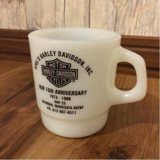 Harley Davidson Motorcycle Stacking Advertising Galaxy Milk Glass Mugs