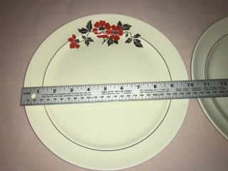 Hall China Red Poppy 2 Plates 10” Dinner Vintage Rare Hard To Find Size