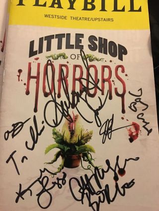 Little Shop Of Horrors Full Cast Signed Broadway Playbill Groff Borle Blanchard