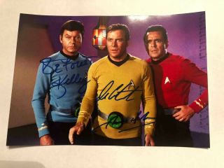 William Shatner Deforest Kelley Doohan Star Trek Signed Autograph 6x8 Photo