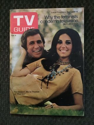 1970 Nyc Ed Tv Guide That Girl Marlo Thomas Ted Bessell; Hogans Heroes; No Label