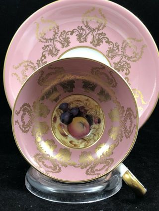 Aynsley Orchard Pink Cup & Saucer Gold Filigree