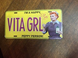 I Love Lucy License Plate Tag Vita Grl Lucille Ball
