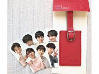 Bts Leather Luggage Bag Backpack Tag World Tour Love Yourself Official Photocard