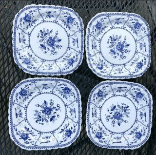 Set of 14 Johnson Bros INDIES BLUE 8 Square Salad Plates 7 - 1/2 