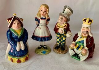 4 Beswick Alice In Wonderland Figurines: Alice,  King,  Queen,  Mad Hatter