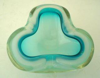 Vintage Murano Art Glass Candy Dish Or Ashtray Blue Geode Style Beauty