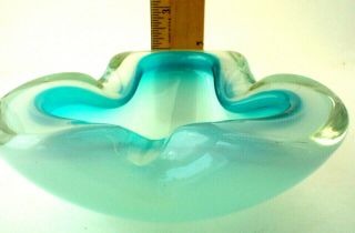 Vintage Murano Art Glass Candy Dish or Ashtray Blue Geode Style Beauty 5