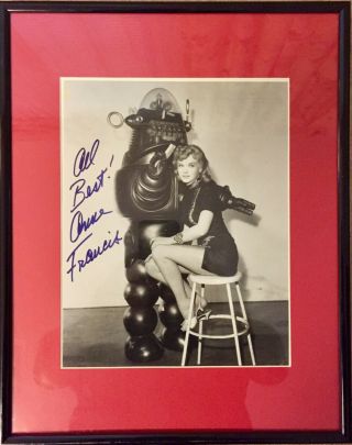 FORBIDDEN PLANET: Anne Francis Autographed 8x10 Publicity Photo featuring Robby 3