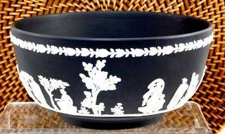 Vintage Wedgwood Black Basalt Jasperware Classical Greco - Roman Style Bowl