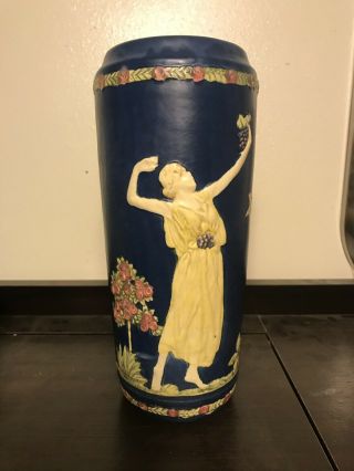 Weller Pottery Blue Ware Vase With Dancing Maidens Circa 1920