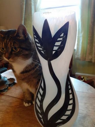 Kosta Boda Signed Ulrica Hydman - Vallien Caramba Hand Painted Glass Vase.