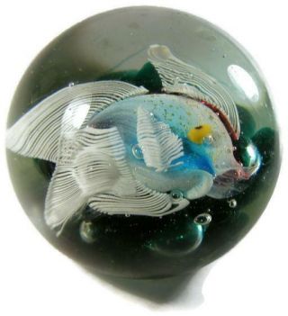 Vintage Murano Art Glass Cenedese Aquarium Latticino Fish Paperweight