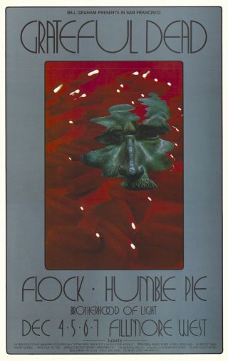 Grateful Dead Humble Pie Frampton 1969 Bg 205 Fillmore West Poster