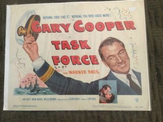 Task Force Title Lobby Card.  Starring Gary Cooper