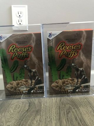 Travis Scott Reeses Puffs Cereal Acrylic Box.  In Hand.