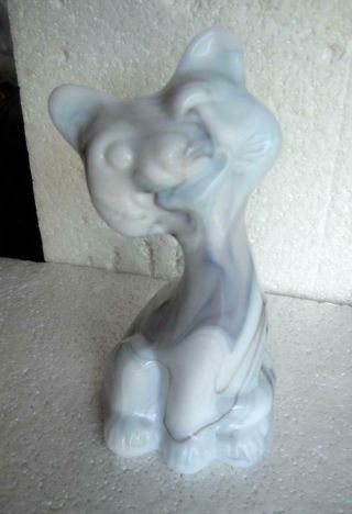 Fenton Glass 6 " Winking Happy Cat Brown Gray Blue White Slag Undecorated Fagca