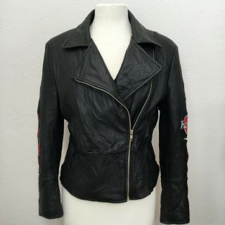 Hard Rock Hotel Las Vegas Leather Jacket With Roses Size M Medium