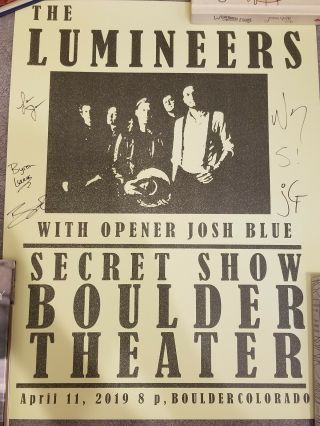 " The Lumineers " Poster Signed By The Entire Band