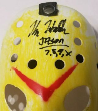Kane Hodder Signed Jason Voorhees Mask Friday the 13th with inscription JSA 3
