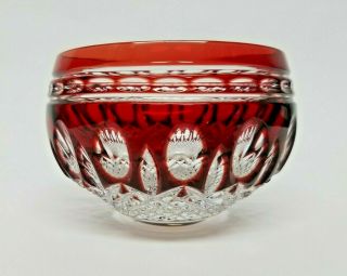 Waterford Clarendon Ruby Red To Clear Cut Crystal 4 " Bowl Votive -