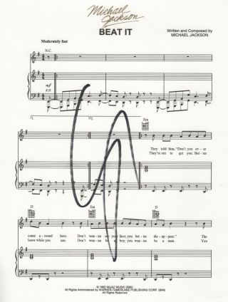 Steve Lukather Of Toto Signed Michael Jackson Beat It By Toto Sheet Music